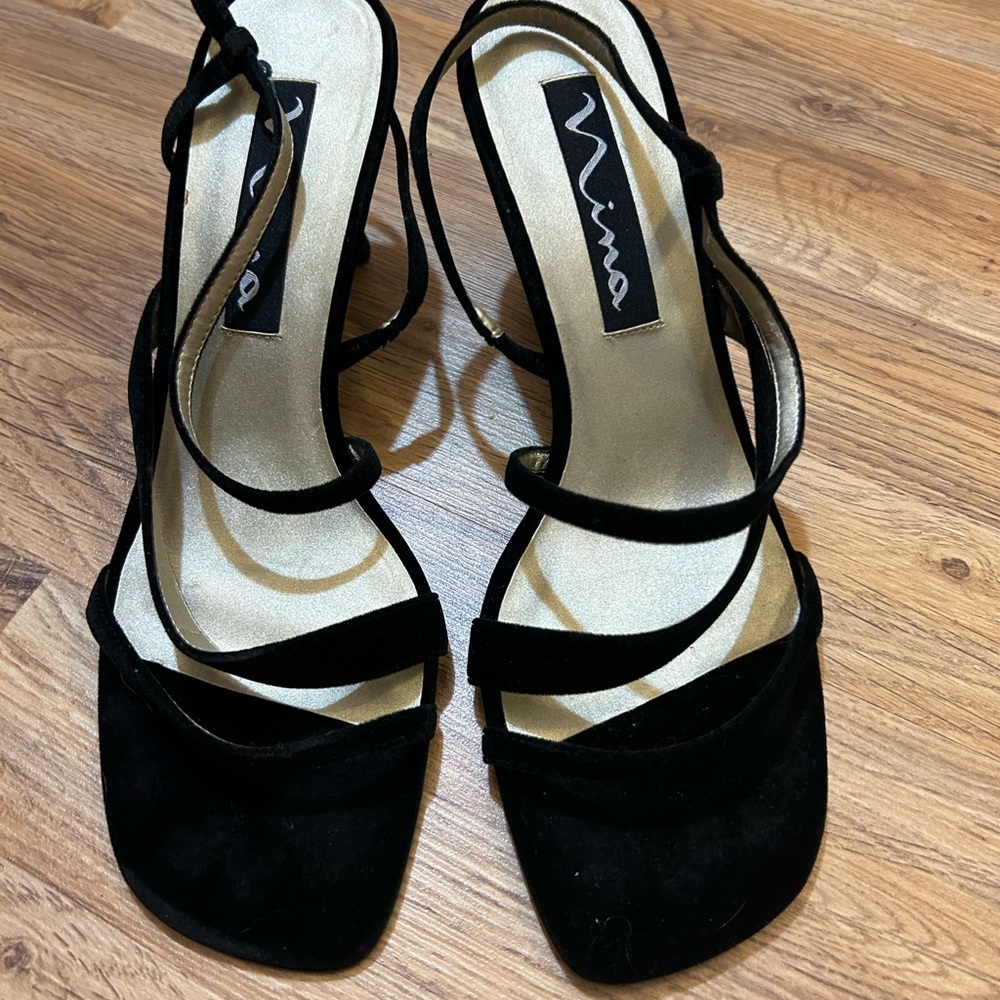 Nina Black Strappy Heels